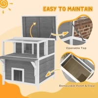 Domek dla kota z drewna, z balkonem i wejściami(m-6)