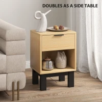 HOMCOM Szafka nocna z szufladą i otwartą półką, Dąb, 35 x 26 x 50 cm(m-5)