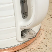 Zestaw śniadaniowy HOMCOM z czajnikiem 1,7L i tosterem na 4 kromki, 2200W, 7 stopni opiekania, funkcje rozmrażania i podgrzewania, szuflada na okruchy, termostat Otter, kremowy(m-9)