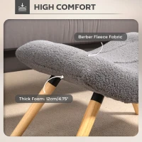 HOMCOM Taboret do siedzenia, podnóżek z tkaniny polaru berberyjskiego, obciążenie do 120 kg, do salonu, sypialni, 67 x 45 x 38 cm, Ciemnoszary(m-6)