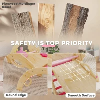 AIYAPLAY 8-w-1 Montessori Drabinka Wewnętrzna Drewniana z Łukiem, Zjeżdżalnią, Motywem Korony, Placem Zabaw z Rampą, Huśtawką dla Dzieci od 1,5 do 4 Lat, Różowy(m-5)