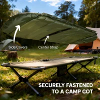 Outsunny Śpiwór kocowy do kempingu 3-4 pory roku dla dorosłych, składany, z torbą transportową, Małe wymiary pakowania, Śpiwór outdoor, Taft, Zielony(m-7)