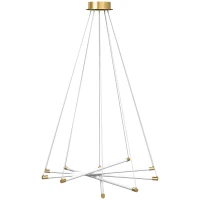 HOMCOM Lampa wisząca LED z 5 regulowanymi rurkami świetlnymi, Nowoczesna lampa wisząca 50W do kuchni, jadalni, Złoto+Białe(m-1)