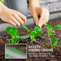 Outsunny Podwyższony ogródek metalowy, skrzynia na rośliny, warzywnik, kwietnik DIY z otwartym dnem, ziołowy ogródek do ogrodu, balkonu, srebrny 195 x 62 x 30 cm(m-6)