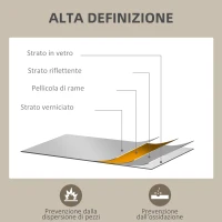 HOMCOM Specchio da Parete Rettangolare con Ganci, in Vetro e MDF, 50x70 cm, Nero(m-6)