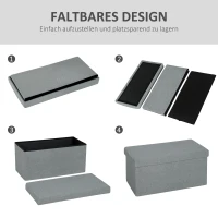 HOMCOM Ławka z Miejscem do Przechowywania, Składana, Tapicerowana Ławka w Aksamitnym Wyglądzie, Skrzynia, na Końcu Łóżka dla Salonu Sypialni Korytarza, 76 x 38 x 38 cm, Ciemnoszary(m-5)