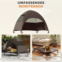 PawHut Elevated Dog Bed with Removable Canopy, Pet Bed with Storage Bag for Indoor Outdoor, for Large Dogs, 106 x 76 x 99 cm, Coffee(m-4)