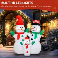 Outsunny Dmuchana Rodzina Bałwana, 1,8 m Dekoracja Świąteczna z Oświetleniem LED, Dekoracja Ogrodowa, Samonadmuchujące Światła Świąteczne do Wnętrz i na Zewnątrz(m-4)