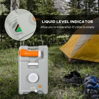 Outsunny 22 litrowy przenośny zbiornik na ścieki z uchwytem do składania, zbiornik na wodę do kempingu, wielofunkcyjny kanister, szary(m-7)