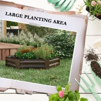 Outsunny Hochbeet aus Stahl, sześciokątna donica kwiatowa z otwartym dnem, skrzynka na zioła z efektem drewna, skrzynka na warzywa do balkonu, ogrodu, Ciemnobrązowy, 113 x 98 x 30 cm(m-4)