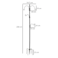 Stacja karmienia ptaków PawHut, 208 cm, 4 haki, czarna(m-3)