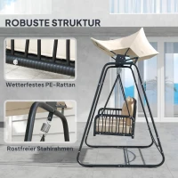 Huśtawka ogrodowa Rattan 2-osobowa, do 240 kg, z daszkiem(m-7)