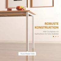 Rozkładany Stół Jadalny HOMCOM dla 6 Osób, Stół Kuchenny, Stół do Salonu, Stół do Jadalni, Stół Kuchenny, Stal, Brązowy, 110-160 x 70 x 76 cm(m-6)