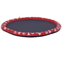 PawHut Basen dla Psów, Mata Wodna Ø150 cm Psie Basenik i Mata do Zabawy w Wodzie, Antypoślizgowa, do Ogrodu, na Kemping, Czerwony(m-11)