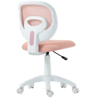 HOMCOM Fotel Biurowy Ergonomiczny, Bezramienny, Obrotowy, Regulowana Wysokość, Różowy(m-11)