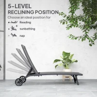 Leżak ogrodowy z kółkami, regulowane oparcie, aluminiowy(m-5)