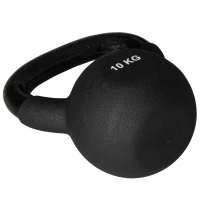 HOMCOM Kettlebell 10 KG, Kula Hantelowa z Żeliwa z Ochronną Powłoką Neoprenową, Kettlebell do Treningu Siłowego, Podnoszenia Ciężarów, Kondycji i Core - Czarny(m-9)