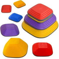 AIYAPLAY Balance Stepping Stones for Kids, 6PCs Non-Slip Stackable River Stones, Obstacle Courses for Balance & Motor Skills, Indoor Outdoor Sensory Toy Gift for Kids Aged 3-8(m-1)