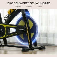 SPORTNOW Domowy Rower Treningowy, Cichy, Regulowany Opór, Czujnik Pulsu, Monitor, Żółty(m-8)