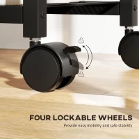 HOMCOM Mobile Printer Stand with Charging Station and USB/USB-C Ports, 3-Tier Under Desk Printer Cart with Storage Shelf and Lockable Wheels for Home and Office, Rustic Brown(m-5)