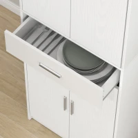 HOMCOM Kitchen Pantry Cabinet, Modern Freestanding Kitchen Storage Cabinet with Drawer and Adjustable Shelves, White(m-9)