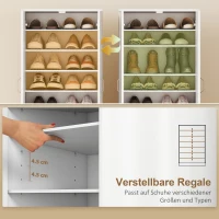 HOMCOM Shoe Cabinet with Silent Hinges, Adjustable Shelves, 6-Tier Shoe Storage Cabinet for Entryway, Hallway, for 14 Pairs, 55 x 35 x 108 cm, White(m-5)