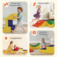 AIYAPLAY Baby Soft Play Set, 3 Piece Soft Play Equipment with Anti Slip Bottom, Climb and Crawl Foam Play, Kids Activity Play Toy for Toddlers 0.5-6 Years, Yellow(m-4)