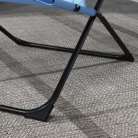 Outsunny Składane krzesło ogrodowe z regulowanym oparciem, krzesło kempingowe z poduszką do 120 kg, idealne do ogrodu na balkonie, niebieska siatka(m-9)