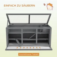 Klatka dla chomika PawHut, drewniana, szara, dla małych zwierząt(m-7)