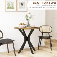 HOMCOM Stół Kuchenny dla 2 Osób, Okrągły, Stelaż z Malowanej Proszkowo Stali, Ø78 cm, Rustykalny Brąz(m-4)