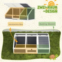 Drewniany domek dla żółwi, z 2 głównymi budynkami, Szary(m-6)