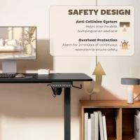 Biurko regulowane Vinsetto 140 x 70 cm Elektryczne, Ergonomiczne biurko stoi-siedzi z haczykami, Ochroną przed kolizją, Czarne(m-6)