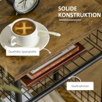 HOMCOM Wózek kuchenny serwisowy z blatem roboczym i 2 koszami na przechowywanie wózek pomocniczy z kółkami 360° Płyta pilśniowa Rustikal-Braun 40 x 30 x 62 cm(m-7)