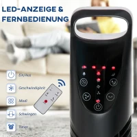 Cichy wentylator wieżowy, 3 prędkości, timer 7,5h(m-6)