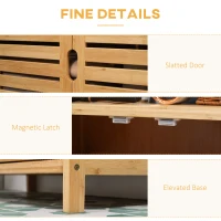 kleankin Szafka łazienkowa, komoda z lamelowymi drzwiami, regał łazienkowy, bambusowy, naturalne drewno(m-6)