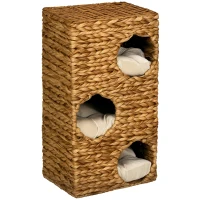 Domek dla kota, 76 cm, 3 kryjówki, poduszka, jasnobrązowy(m-11)