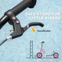 AIYAPLAY Hulajnoga dla dzieci z regulowanym kierownicą, dużymi kołami i hamulcem ręcznym, 12-calowe koła, dla chłopców i dziewczynek w wieku 5-12 lat, różowa(m-5)