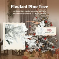 Sztuczna Choinka HOMCOM, 150cm, Zasypana Śniegiem, 1162 Gałęzie, Choinka z Składanym Metalowym Stojakiem, Zielona(m-5)