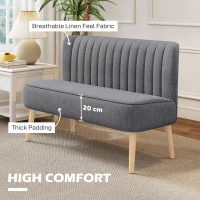 HOMCOM Sofa dwuosobowa, Mała Sofa Loveseat w wyglądzie lnu, Nowoczesna Sofa do Salonu, Sypialni, Małych Pomieszczeń, Szara, 117 x 56,5 x 77 cm(m-4)