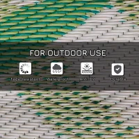 Outsunny Outdoor-Teppich z torbą transportową, dywan zewnętrzny dwustronny z tworzywa sztucznego, odporny na wodę, idealny do biwakowania, tarasu, Zielony, 365 x 274 cm(m-6)