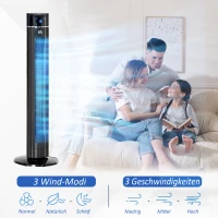 HOMCOM 2-w-1 wentylator stojący z pilotem, kolumnowy wentylator z jonizatorem, funkcja timera, 3 poziomy wentylacji, 60° oscylacja, 60W, 32 cm x 32 cm x 106,8 cm, czarny(m-4)
