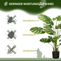 HOMCOM Sztuczna Roślina, 120 cm Sztuczna Monstera z Doniczką, PE-Mech, Sztuczne Drzewo Jak Żywe, Roślina Pokojowa do Salonu, Zielona(m-6)
