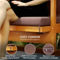 Outsunny Hollywoodschommel met zonnekap echt houten tuinschommel Schommelbank Schommel met ligfunctie van larikshout voor 3 personen(m-7)