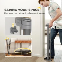 PawHut Retractable Dog Gate, 0-136 cm Mesh Stair Gate, Safety Gate for Small Dogs, Doorways, Hallways, Stairways, Indoor, Outdoor, Grey(m-6)