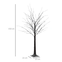Sztuczne drzewko brzozowe 150 cm z 96 LED, śnieg, brązowe(m-3)