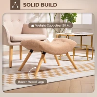 HOMCOM Taboret siedziskowy, taboret z polaru berberyjskiego, obciążalność do 120 kg, do salonu, sypialni, 67 x 45 x 38 cm, Brązowy(m-7)