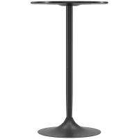 HOMCOM Round Bar Table, Modern High Top Kitchen Table with Painted Top and Steel Frame, Pub Table for 2, Easy Assembly for Home Bar, Dining Room, Black(m-10)