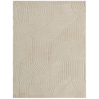 Dywan HOMCOM Antypoślizgowy Geometria Wysoki Flor Nowoczesny Design do Salonu, Tarasu, Balkonu i Kuchni, 200 x 140 cm, Kremowy(m-11)