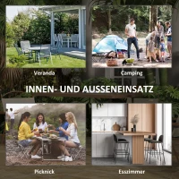 Outsunny Campingtisch Klapptisch mit Rattanoptik, Buffettisch für 4 Personen, Gartentisch für Balkon, Terrasse, bis 50 kg belastbar, HDPE, Braun, 122 x 60 x 73 cm(m-6)
