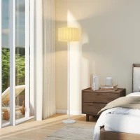 HOMCOM Floor Lamp for Living Room, Modern Standing Lamp with Wave Shade & Foot Switch, Minimalist Tall Pole Lampshade for Bedroom, Office, E27 Holder Without Bulb (40W Max), White(m-8)